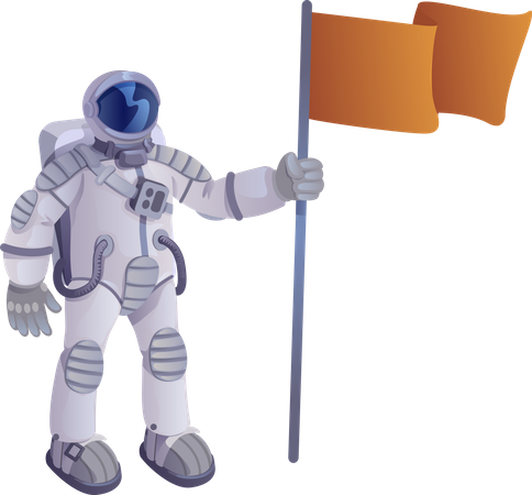 Cosmonauta con bandera  Ilustración
