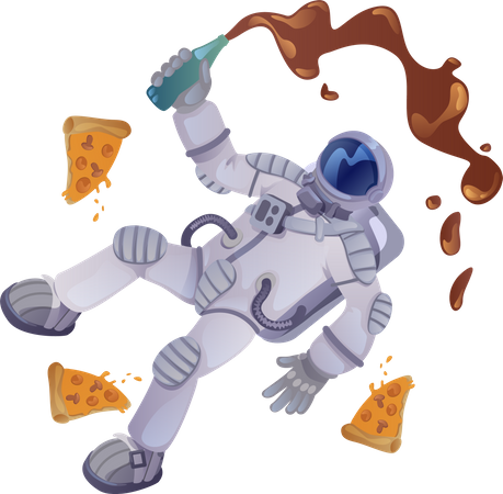Cosmonauta con comida  Ilustración