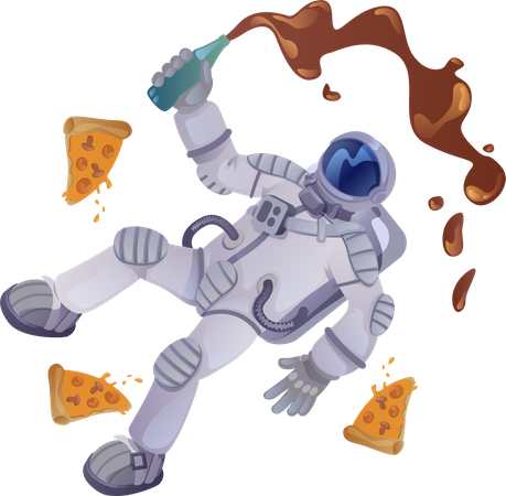 Cosmonauta con comida  Ilustración