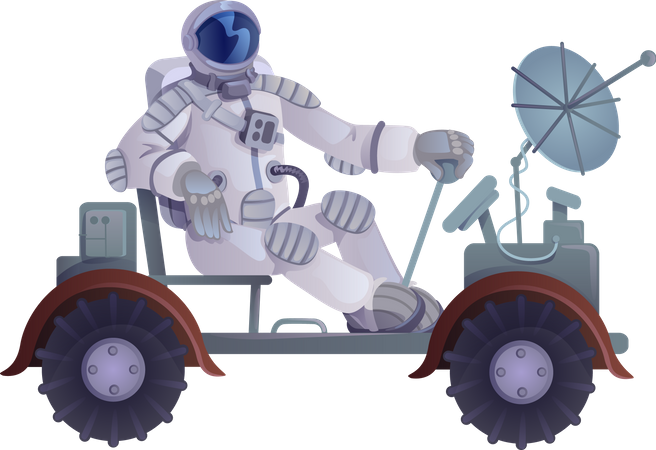 Cosmonauta en vehículo lunar  Ilustración