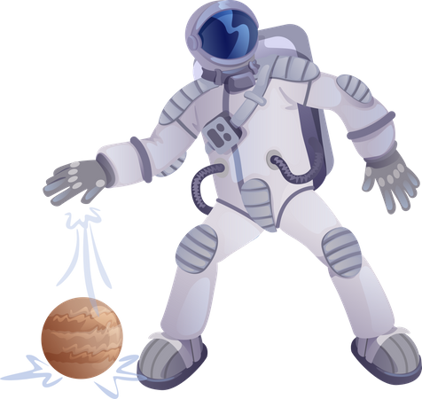 Cosmonauta y planeta  Illustration