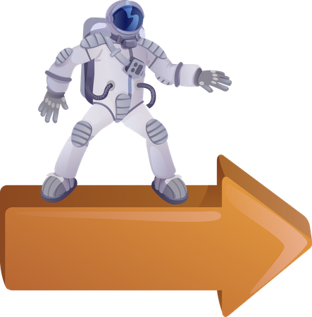 Cosmonaute sur la flèche droite  Illustration