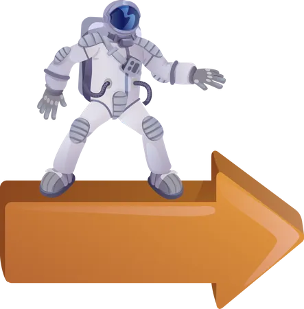 Cosmonaute sur la flèche droite  Illustration