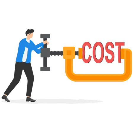 Cost Reduction Cost Optimization Cost Efficiency Concept Businessmen Squeeze The Word Cost Illustration