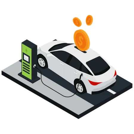 Costo de carga de vehículos eléctricos  Ilustración