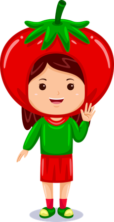 Fille en costume de tomate  Illustration