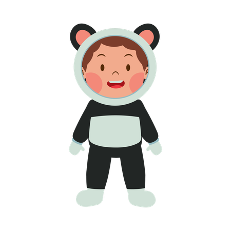 Garçon en costume de panda  Illustration