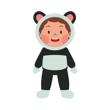 Garçon en costume de panda  Illustration