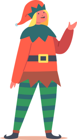 Petit enfant en costume de Noël elfe  Illustration