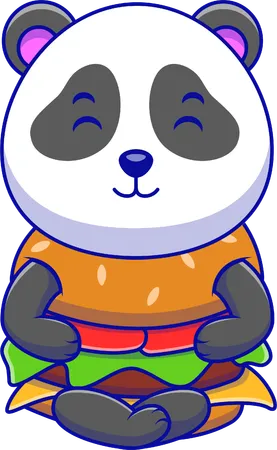 Panda dans un costume de hamburger  Illustration