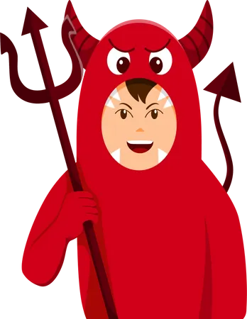 Petit garçon en costume de diable  Illustration