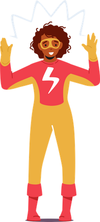 Fille portant un costume de super-héros avec Flash  Illustration