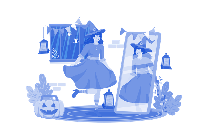 Costumes d'une fille pour Halloween  Illustration