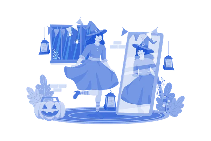 Costumes d'une fille pour Halloween  Illustration