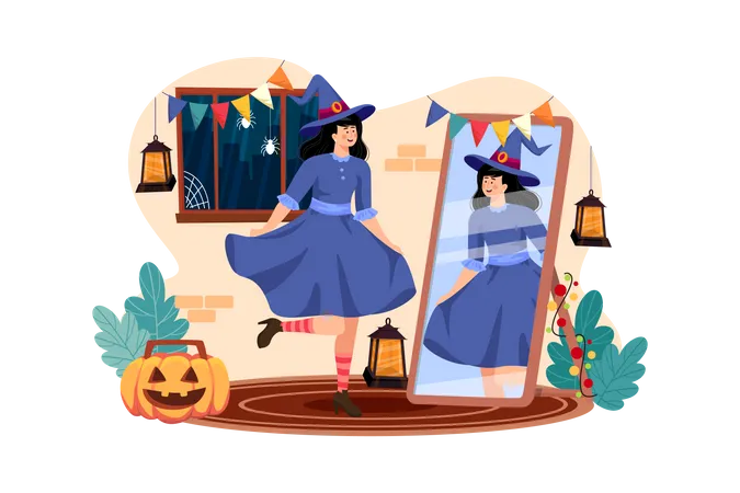 Costumes d'une fille pour Halloween  Illustration