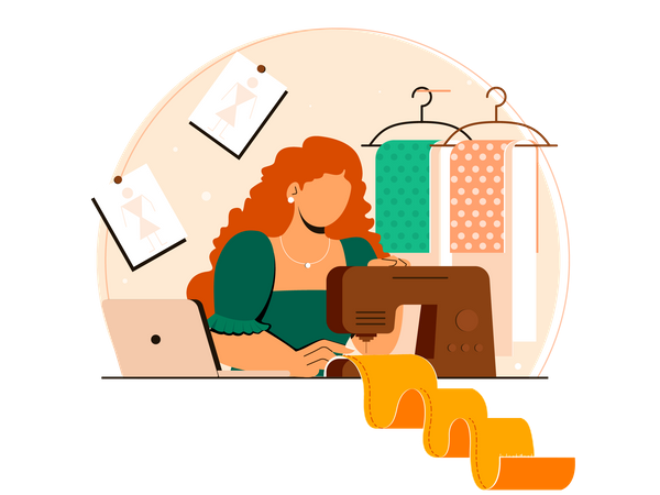 Costura de menina  Ilustração