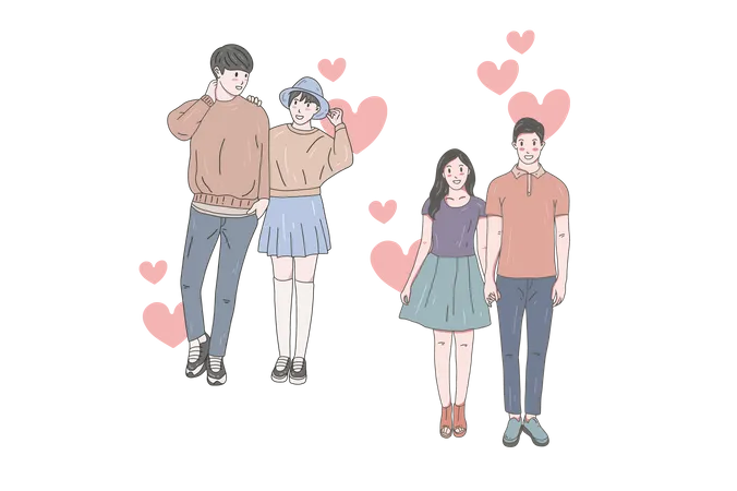 Cote japanese couples  Illustration