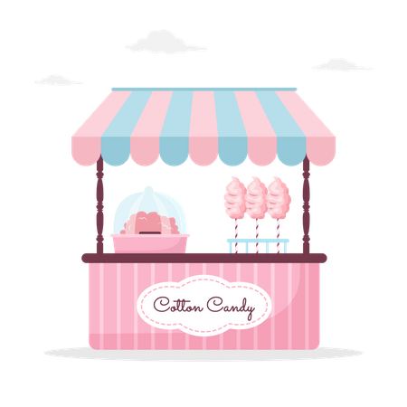 Cotton candy stall counter Illustration