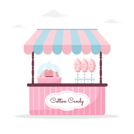 Cotton candy stall counter  Illustration