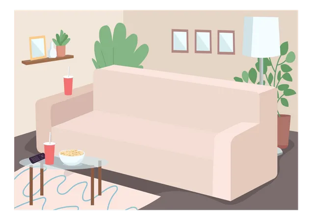 Couch for family leisure time  Illustration