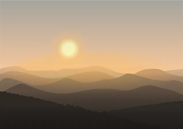 Coucher de soleil, montagne  Illustration