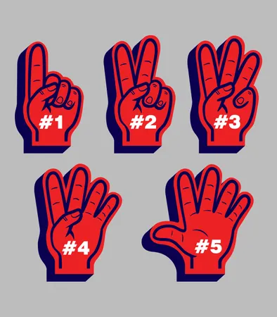 Sport Fans Glove Counting From Number One To Five Illustration