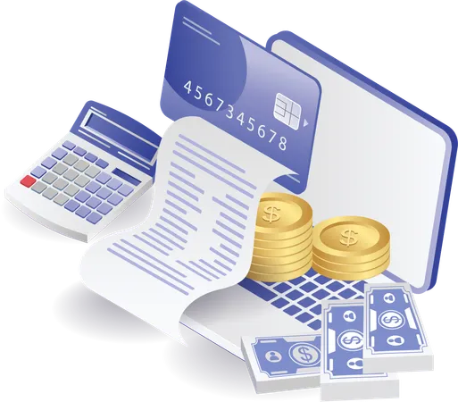 Counting Money Online  Illustration
