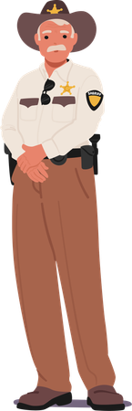 Country Sheriff In Uniform while giving standing pose  Illustration