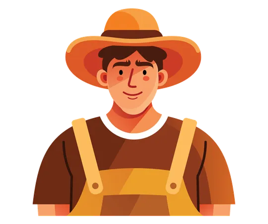 Features A Friendly Farmer Dressed In Traditional Attire Complete With A Hat The Vibrant Colors And Detailed Design Capture The Essence Of Rural Life And Farming Illustration
