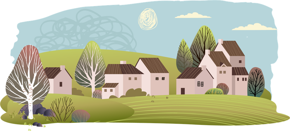 Countryside Houses  Illustration