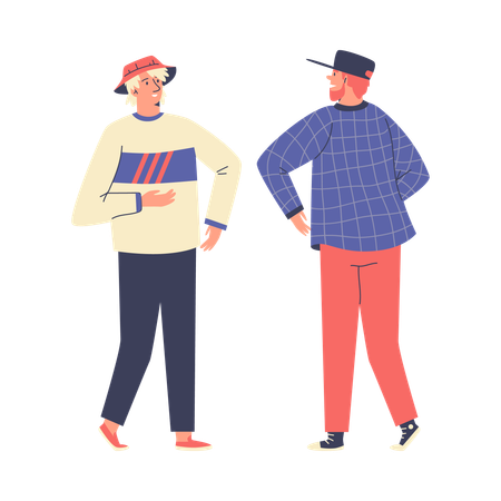 Coup de coude de deux hipsters blancs  Illustration