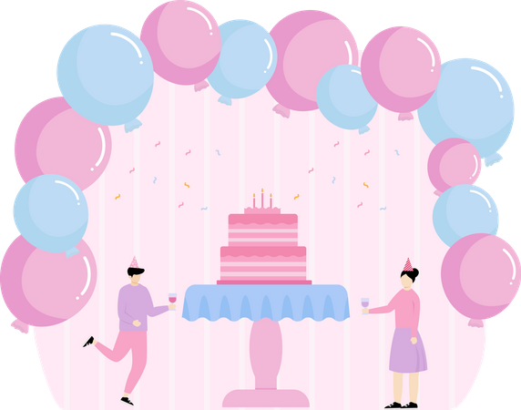 Coupe de gâteau d'anniversaire  Illustration