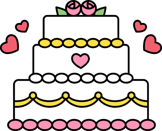 Couper le gâteau de mariage  Illustration