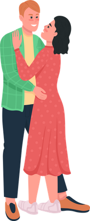 Happy couple hugging Illustration
