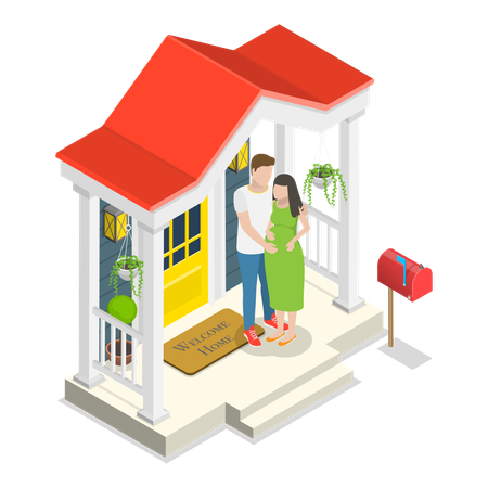 Un couple a acheté une maison  Illustration