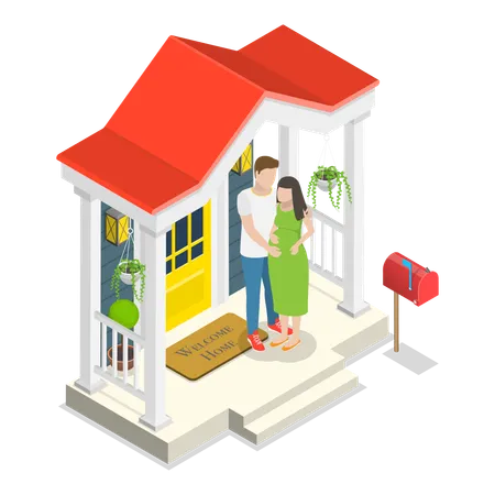 Un couple a acheté une maison  Illustration