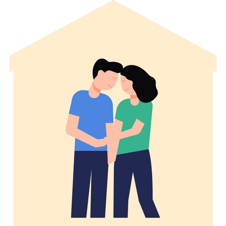 Couple à la maison en raison du confinement de Covid  Illustration