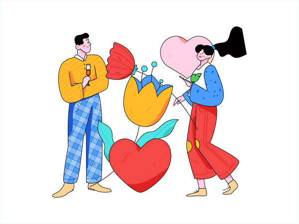 Couple à la Saint-Valentin  Illustration