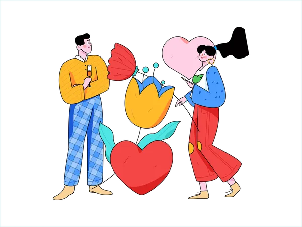 Couple à la Saint-Valentin  Illustration