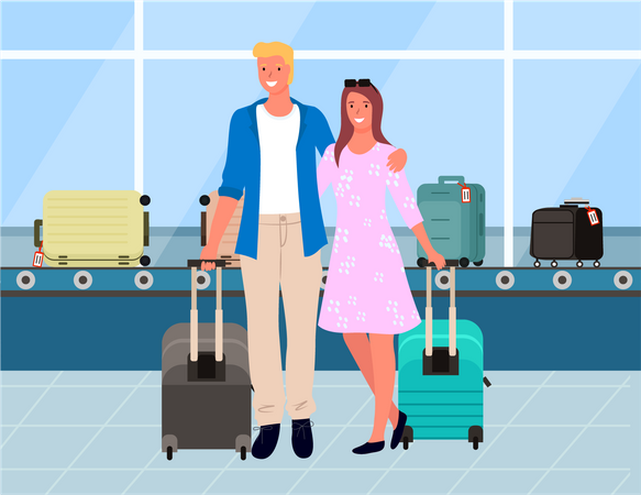 Couple à l'aéroport  Illustration