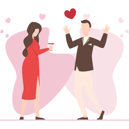 Couple en rendez-vous romantique  Illustration