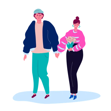 Couple à un rendez-vous  Illustration