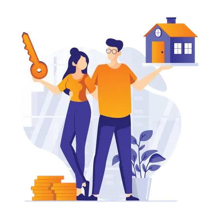 Couple achetant une maison  Illustration