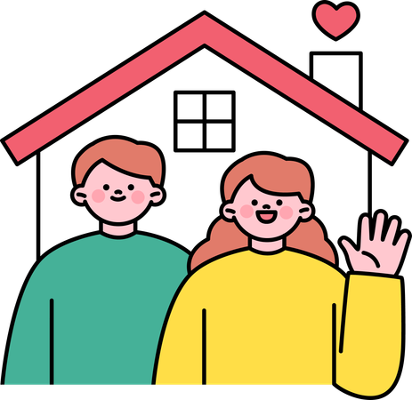 Un couple achète une nouvelle maison  Illustration