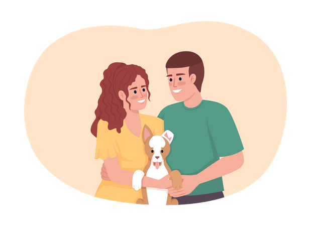 Couple adopt dog from shelter  Illustration