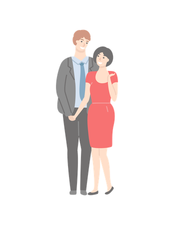 Couple adulte, debout, ensemble  Illustration
