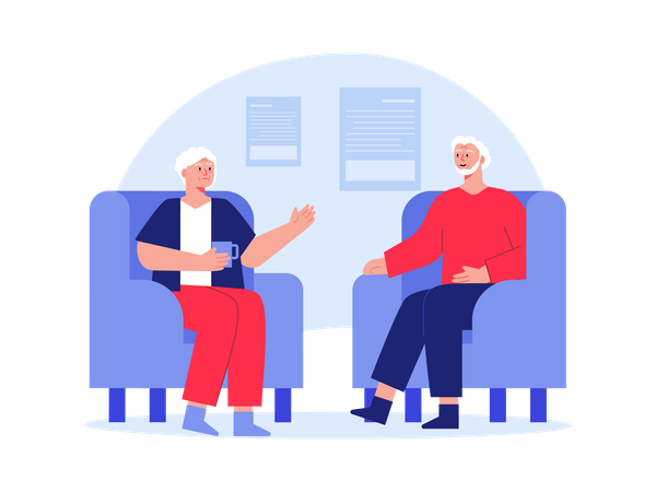 Couple âgé parlant entre eux  Illustration