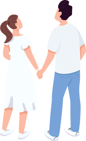 Couple aimant, main dans la main  Illustration