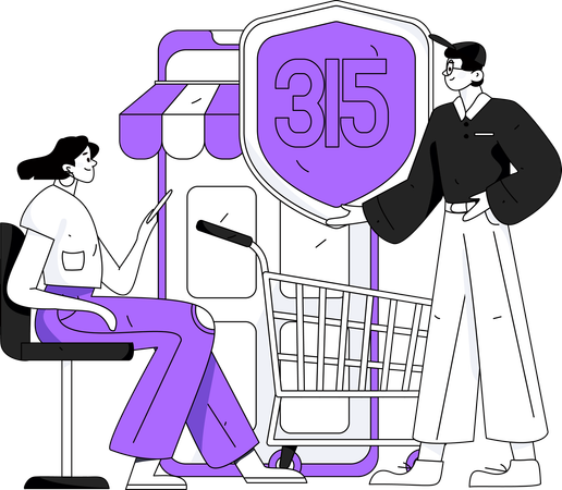 Un couple aime faire du shopping sous la protection 315  Illustration