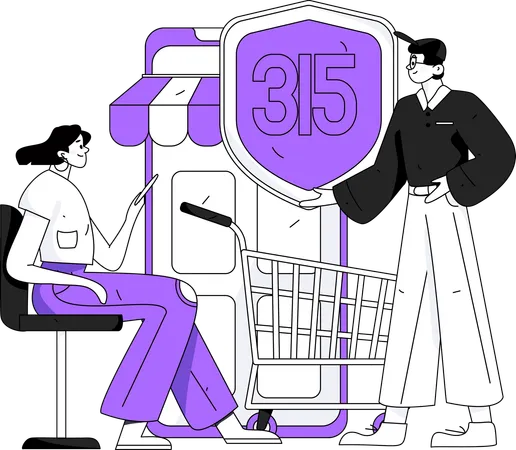 Un couple aime faire du shopping sous la protection 315  Illustration